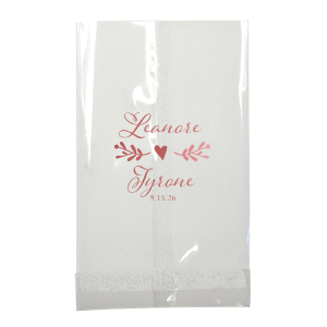 Cherish the union of love with the Heartfelt Wedding Fancy Script Names Bag. It beautifully showcases the couple’s names in sweet, fancy script, united by a whimsical bough culminating in a central heart. Below, the event date adds a final touch, symbolizing the joining of two lives into one heartfelt journey.