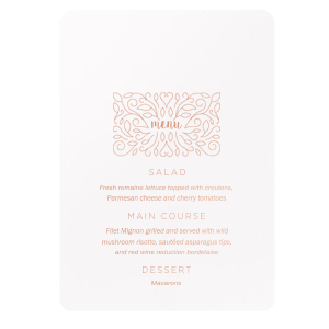 Shop Classic 5x7 Menu with Foil and Minimal Floral Frame graphic at For Your Party. Customize this menu to complement your Frames, Floral, Trendy themed parties.