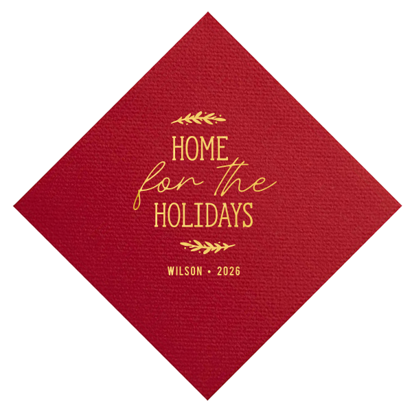 ForYourParty's chic Cranberry Cocktail Napkin with Shiny 18 Kt Gold Foil will give your party the personalized touch every host desires.
