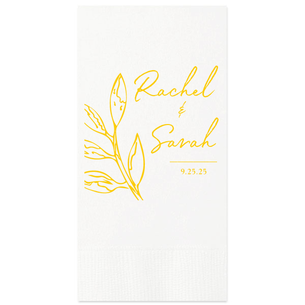 Our personalized White Borderless Large Print Cocktail Napkin with Matte Sunflower Foil is good for use in Invitation themed parties and will make your guests swoon. Personalize your party's theme today.