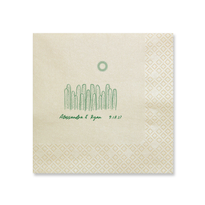 Create an impression that lasts all summer with the Southwest Cactus Napkin. The foil stamped napkin comes in your choice of styles and colors, making it easily customizable to math your unique vibe. Perfect for summertime weddings, engagements or home entertainment!