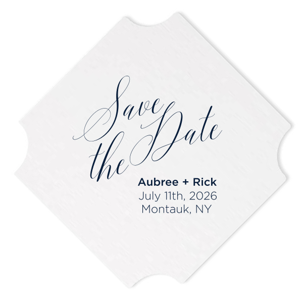 ForYourParty's elegant White Round Coaster with Matte Navy Foil will make your guests swoon. Personalize your party's theme today.
