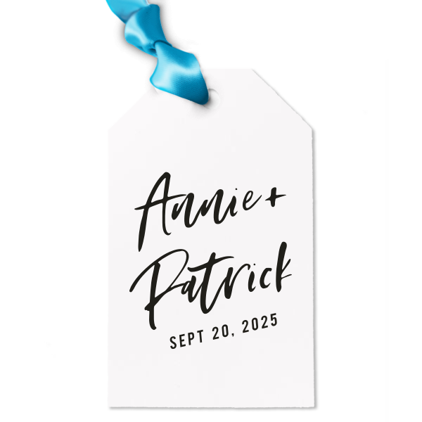 Our personalized Marble Gray Large Oval Gift Tag with Shiny Royal Blue Foil will impress guests like no other. Make this party unforgettable.