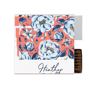 Our custom White Square Custom Photo Matchbox with Matte Light Coral Ink Digital Print Colors and Matte Navy Ink Digital Print Colors will make your guests swoon. Personalize your party's theme today.