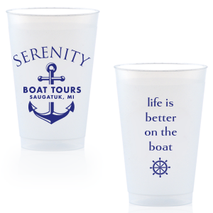 The ever-popular Navy Flat Can Cooler with Gold Ink Cup Ink Colors has a Anchor Frame graphic and a Nautical graphic and is good for use in Beach/Nautical themed parties and can't be beat. Showcase your style in every detail of your party's theme!
