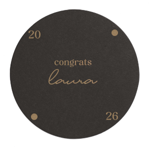 Protect surfaces while celebrating in style with the Graduation Soiree Dot Adorned Coaster, personalized with the graduate's name and year in a modish script font, and embellished with two elegant dot graphics. A sophisticated addition to any classic graduation party decor.