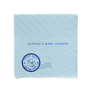 Personalize this baby shower napkin today! Featuring an adorable duck stamp picture, you can add the baby or mother to be's name. 