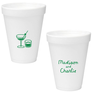 Add a splash of fun with the Cocktail Hour Couples Cup. Featuring text personalized to your name in the screen print ink color of your choice, the popular design is perfect for anniversaries, retirements and engagements!