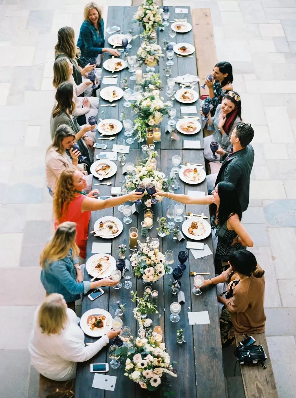 tuscan style dinner party with gourmet three courses and personalized party accessories