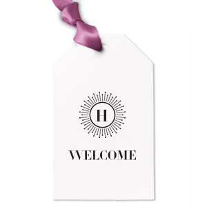 ForYourParty's elegant Poptone Mint Double Point Gift Tag with Shiny Copper Foil Color has a sunburst frame 2 graphic and is good for use in Frames themed parties and can be customized to complement every last detail of your party.