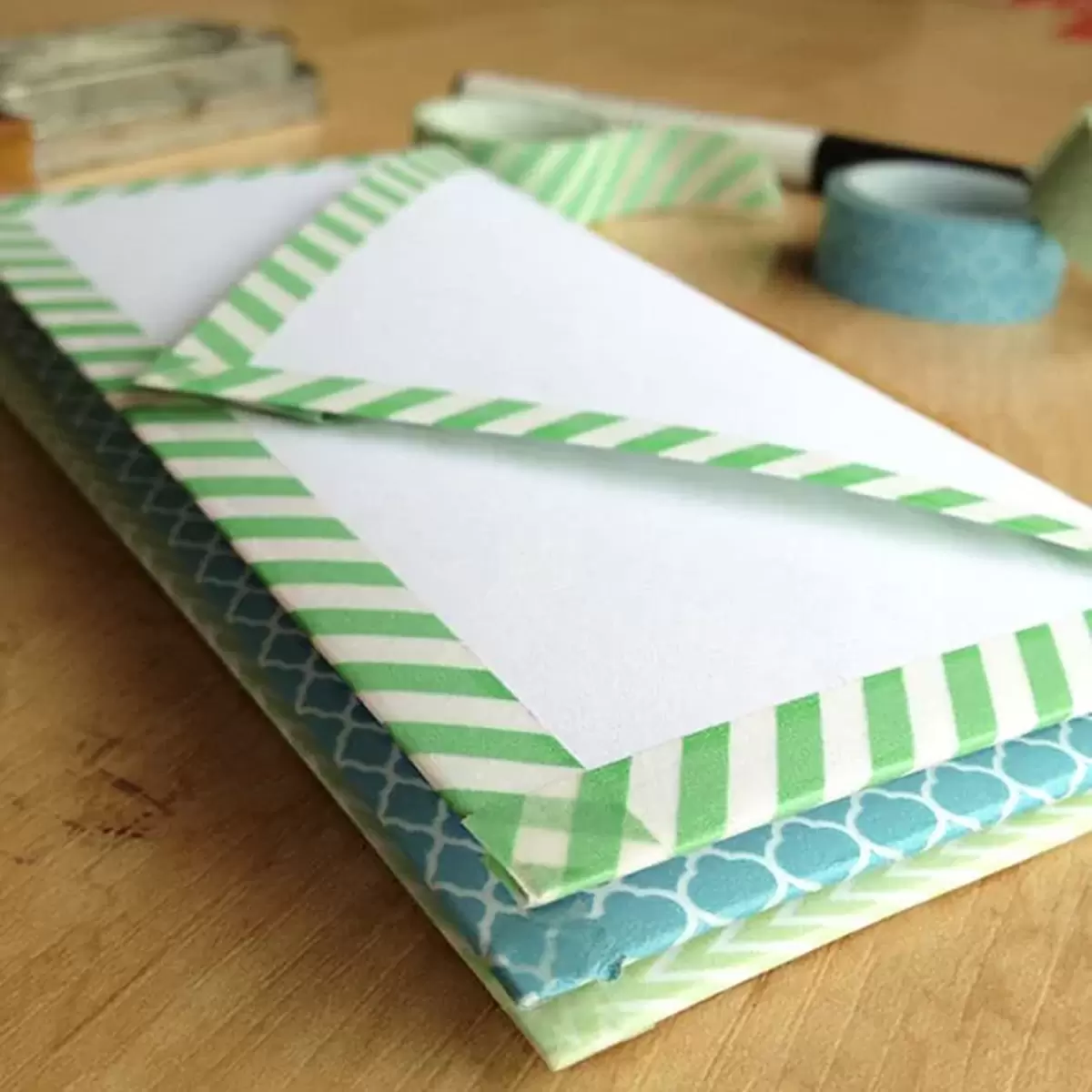 diy envelope decoration with washi tape