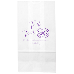 Sweeten the farewell with the To Go Donut Bag, adorned with an adorable sprinkle-topped donut. Personalize this charming send-off with a special message, making your parting gift as delightful and memorable as the celebration itself.