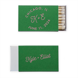The Bespoke Logo Initials Stamp Wedding Match design charmingly transforms the couple's initials into a bespoke logo, playfully echoing the sophistication of a stamped seal. The city and date add a personalized, almost official flair, turning each piece into a unique hallmark of their special day.