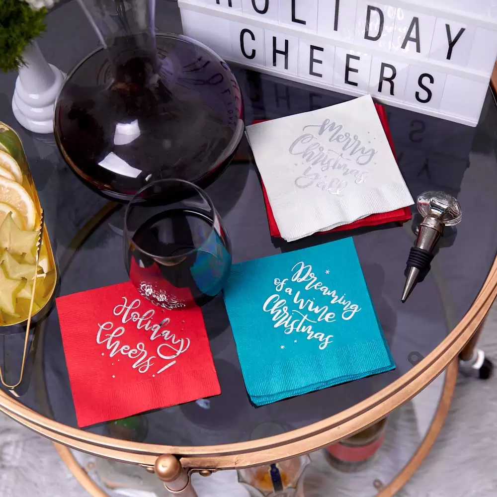 holiday cocktail napkin set