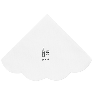 Infuse your celebration with the refined simplicity of the Vino Duo Sketch Napkin. This minimal yet trendy design features a hand-drawn wine glass and bottle, capturing the essence of a good time. Below, add a personalized touch with your initials in a handwritten-style font, perfect for toasting to love and life at a wedding, engagement party, or birthday gathering.