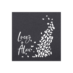 Our personalized French Blue Statement Cocktail Napkin with Shiny 18 Kt Gold Foil has a Leopard Print Pattern graphic and is good for use in Animals, Full Bleed, Trendy themed parties and are a must-have for your next event—whatever the celebration!