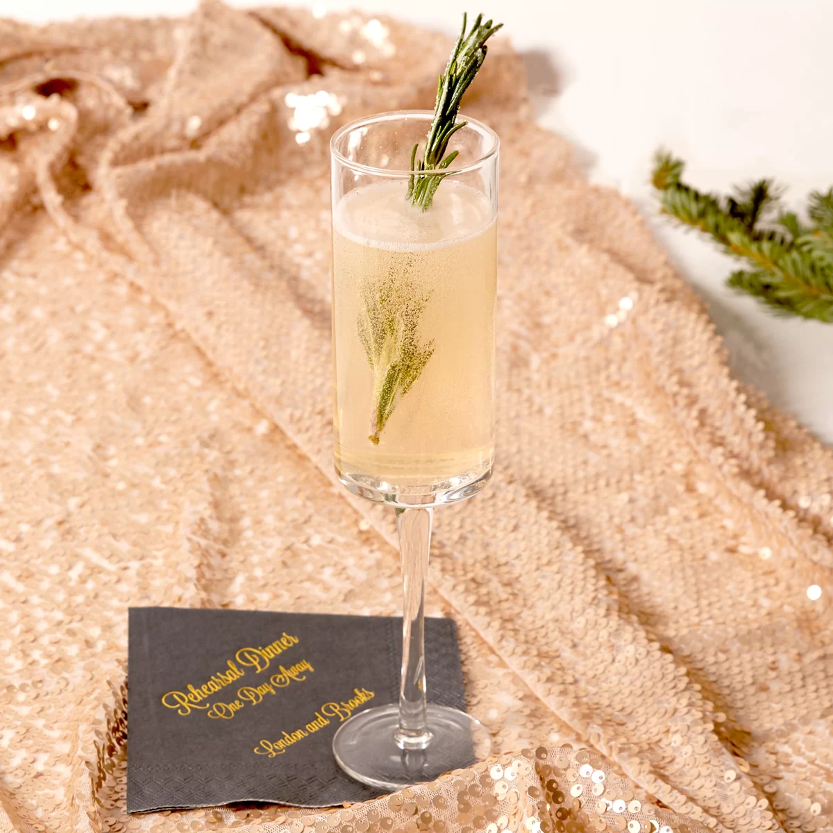 rosemary pear sparkler cocktail