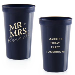 Custom Navy 16 oz Stadium Cup with Matte Ivory Ink is a must-have for your next event—whatever the celebration!