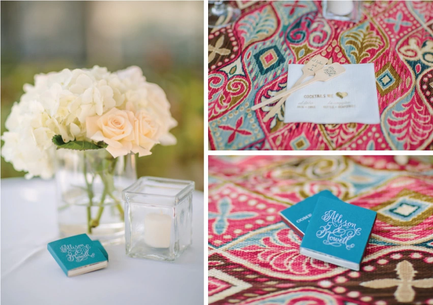 custom matches, personalized drink stirrers and personalized wedding matches