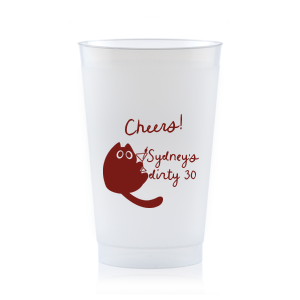 Toast to another fabulous year with the Birthday Cheers Cat Martini Cup, showcasing a cute graphic of a cartoon cat holding a martini glass. Personalize this festive cup with your name, milestone birthday year, and a spirited "Cheers!" in a stylish script font—a purr-fect celebration accessory.