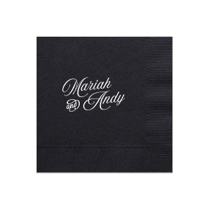 Choose a classic design for your next special occasion with the Romantic Stacked Script Napkin. The elegant and stylish napkin is perfect for weddings, anniversaries, engagements or any other social gathering function. Customize the design in your choice of colors to best match your event's vibes!