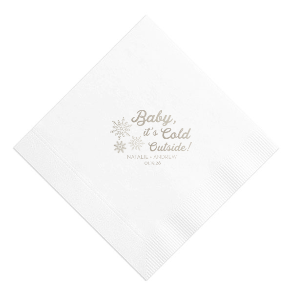 ForYourParty's elegant White Cocktail Napkin with Shiny Sterling Silver Foil has a Snowflake Cluster graphic and is good for use in Delphine, Snowy, Winter, Holiday themed parties and couldn't be more perfect. It's time to show off your impeccable taste.
