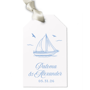 Embellish your gifts with a personal touch with the Sailboat Nautical Nuptial Gift Tag. The stylish tag is perfect to add to any gift at your party event, giving an extra special touch to honored guests. Customize the text to impart your own unique message that is sure to be as unforgettable as your big event.