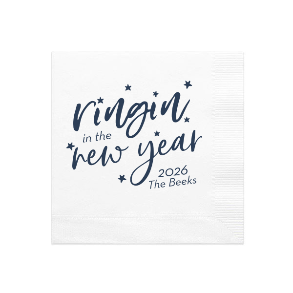 ForYourParty's chic White Ink Printed Cocktail Napkin with Matte Navy Ink Digital Print Colors will look fabulous with your unique touch. Your guests will agree!
