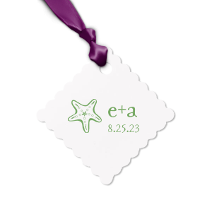 Our beautiful custom Stardream Crystal White Rectangle Gift Tag with Matte Navy Foil has a Starfish graphic and is good for use in Beach/Nautical themed parties and can be personalized to match your party's exact theme and tempo.