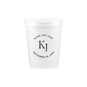 Embrace the essence of matrimonial elegance with the Nuptial Arch Initials Cup, featuring the couple's names and wedding date in a minimal and pristine design, arched gracefully over their shared initials. Cheers to this chic wedding day decor.
