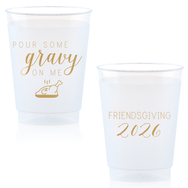 Custom Gold Ink 16 oz Frost Flex Cup with Gold Ink Print Color has a Plated Turkey graphic and is good for use in Food, Thanksgiving themed parties and will add that special attention to detail that cannot be overlooked.