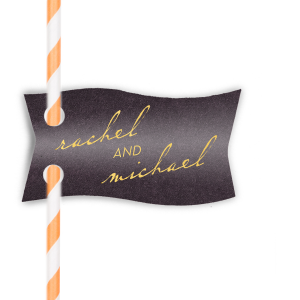 Our beautiful custom Stardream Black Double Point Straw Tag with Shiny 18 Kt Gold Foil will impress guests like no other. Make this party unforgettable.