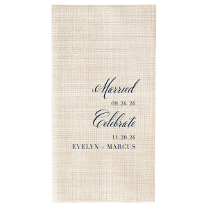Our custom Woven Stone Woven Cocktail Napkin with Matte Navy Foil are a must-have for your next event—whatever the celebration!