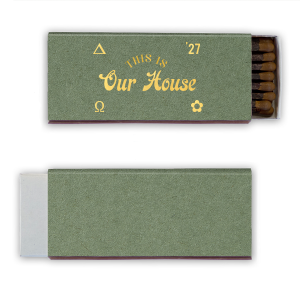 Ignite the spirit of Greek Week with our custom 30-strike matchboxes! Personalize with your sorority or fraternity name and school slogan. Ideal for rush events, sorority giveaways, and toga parties. Not just a matchbox, but a statement piece that adds a stylish and functional touch to your event. Light up the room and your school pride!