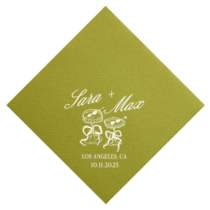 Wedding Glass & Bow Napkin