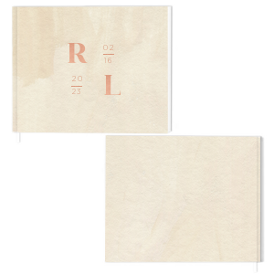 Our personalized White Landscape Guest Books with Foil with Matte Black Ink Digital Print Colors and Shiny Rose Gold Guest Book Foil will give your party the personalized touch every host desires.