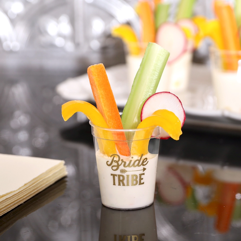 Pass the veggies in style with custom plastic 2 ounce cups from For Your Party