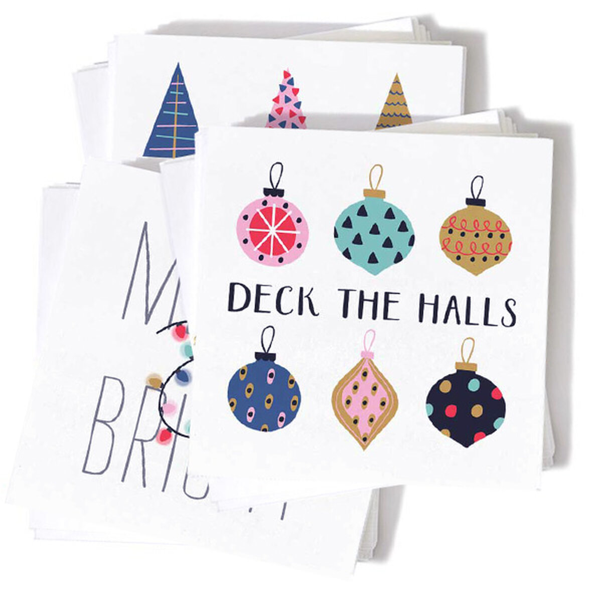 Deck the Halls Full Color printed white cocktail napkins