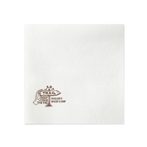 Embark on the ultimate pre-wedding hike with the Camp Bachelorette Last Trail Napkin, featuring a trailhead arrow donning a bridal veil and the playful words "Last Trail Before the Veil." Personalize with the bachelorette's name for a whimsical touch to your wilderness celebration.