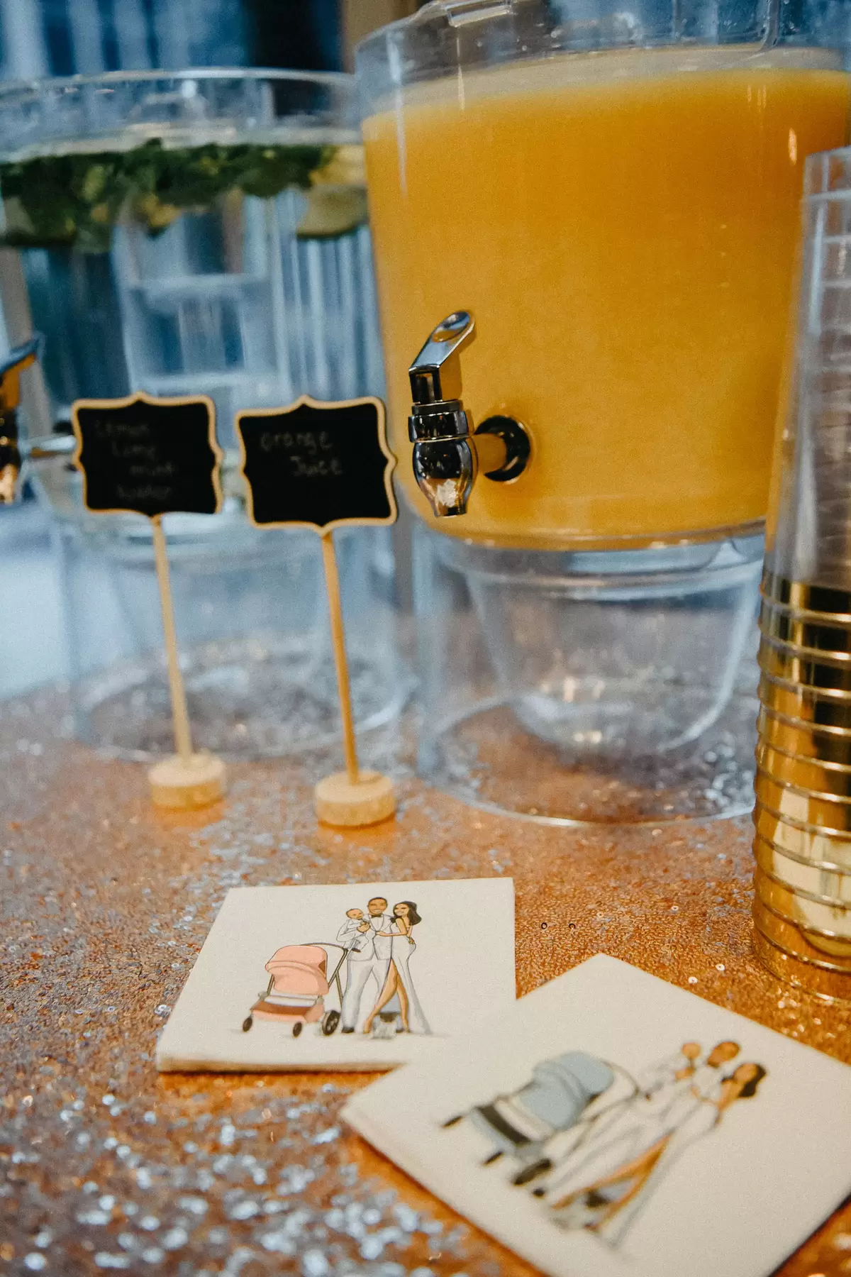 brunch drinks at elegant shimmer party