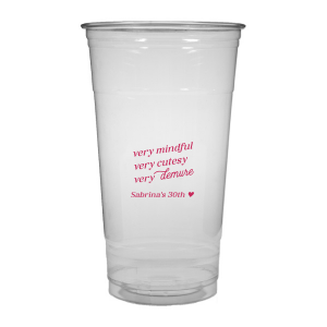 Be very mindful, very cutesy, very demure at your next event! You can customize this trendy cup with your name or special message. A custom cup that is perfect for birthday parties or bachelorette parties.