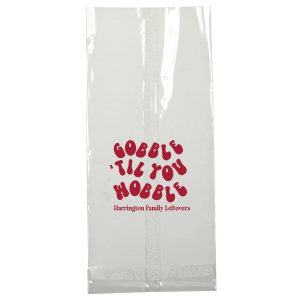 Leave no guest empty handed with the Gobble Til You Wobble Bag. Available in a variety of styles and sizes to show off your good taste while being customizable to suite your needs. From party stuffer gift bags to reusable leftover carriers, these bags will have guests thankful to call you friend!