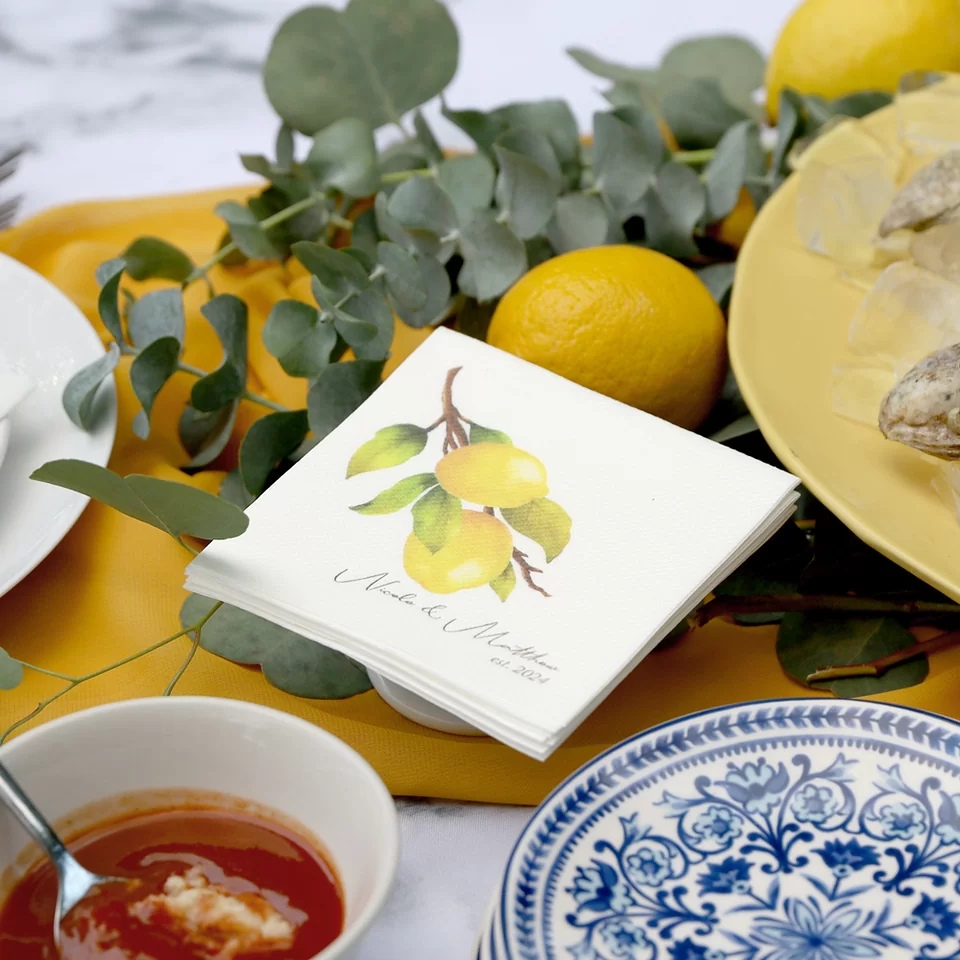 Classic Italian Wedding Lemon Custom Photo Napkin