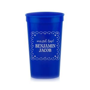 Mazel Tov to momentous occasions with the Star of David Frame Cup! The stylish design features a scalloped frame around Stars of David and customizable text printed on your choice of cup style. Perfect for toasting with loved ones and new friends.