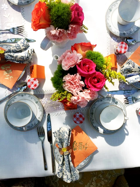 Mother's Day table setting and Personalized Cocktail Napkins