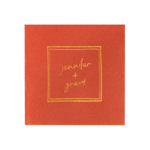 Add a touch of whimsy to your modern wedding with the Kitschy Cocktail Hour Framed Names Napkin. This delightful design features the couple's names in a script reminiscent of handwritten notes, all encased within a square frame for a dash of contemporary elegance.