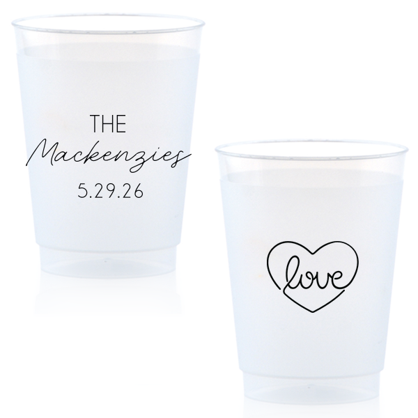 The Script Name HeARTful Love Frosted Cup artfully combines elegance and affection. Featuring the couple’s last name in a stylish script, it’s complemented by a whimsical heart. A charming keepsake for any special occasion.