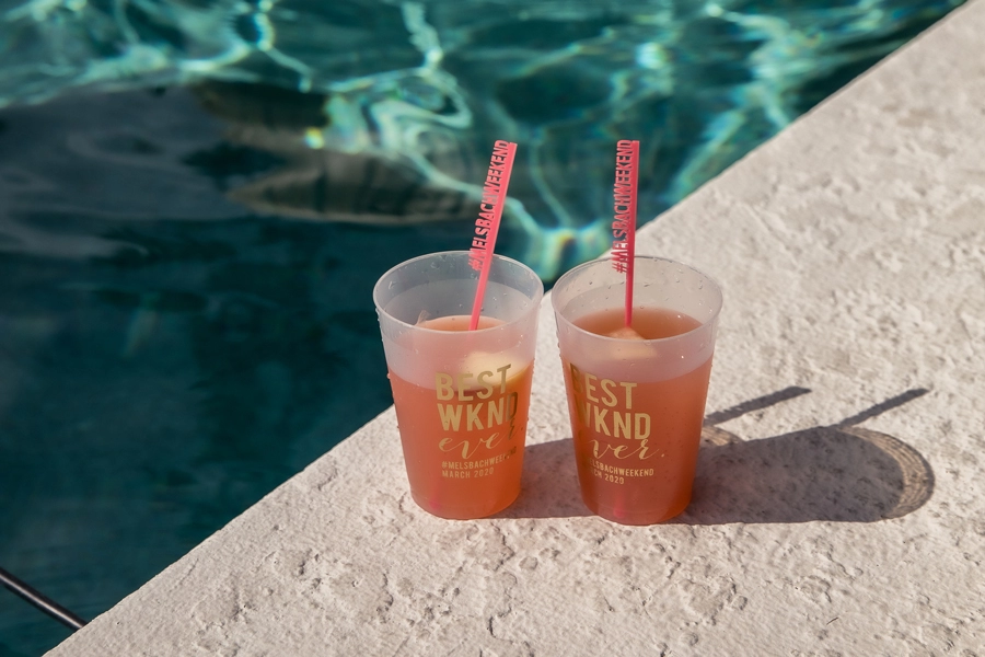 custom basketweave napkins for bachelorette party trip