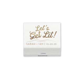 Light up the party with the Let's Get Lit Wedding Matchbook. This energetic design pairs playful words with a burst of enthusiasm, perfectly capturing the spirit of the event. Personalized with the couple’s names and date, it’s ready to ignite the night!

