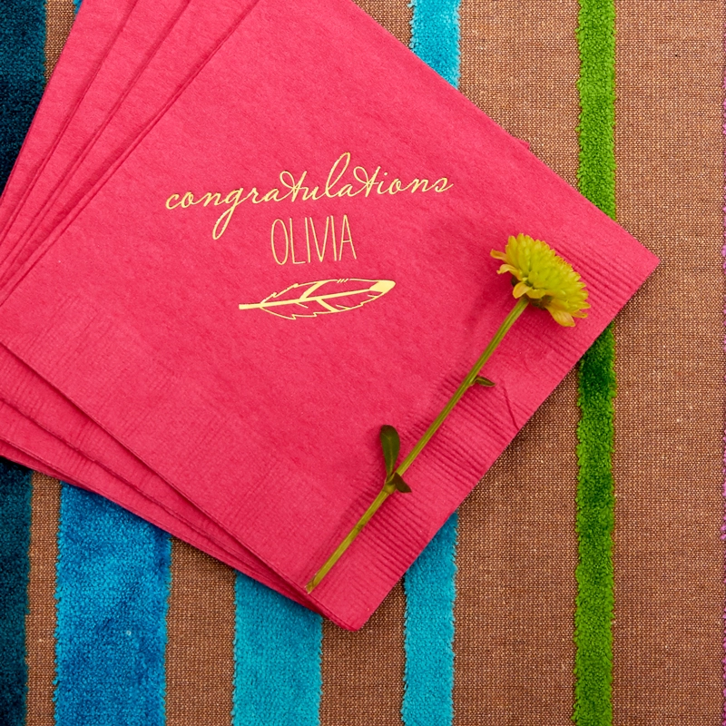 boho graduation party theme foil stamped napkins